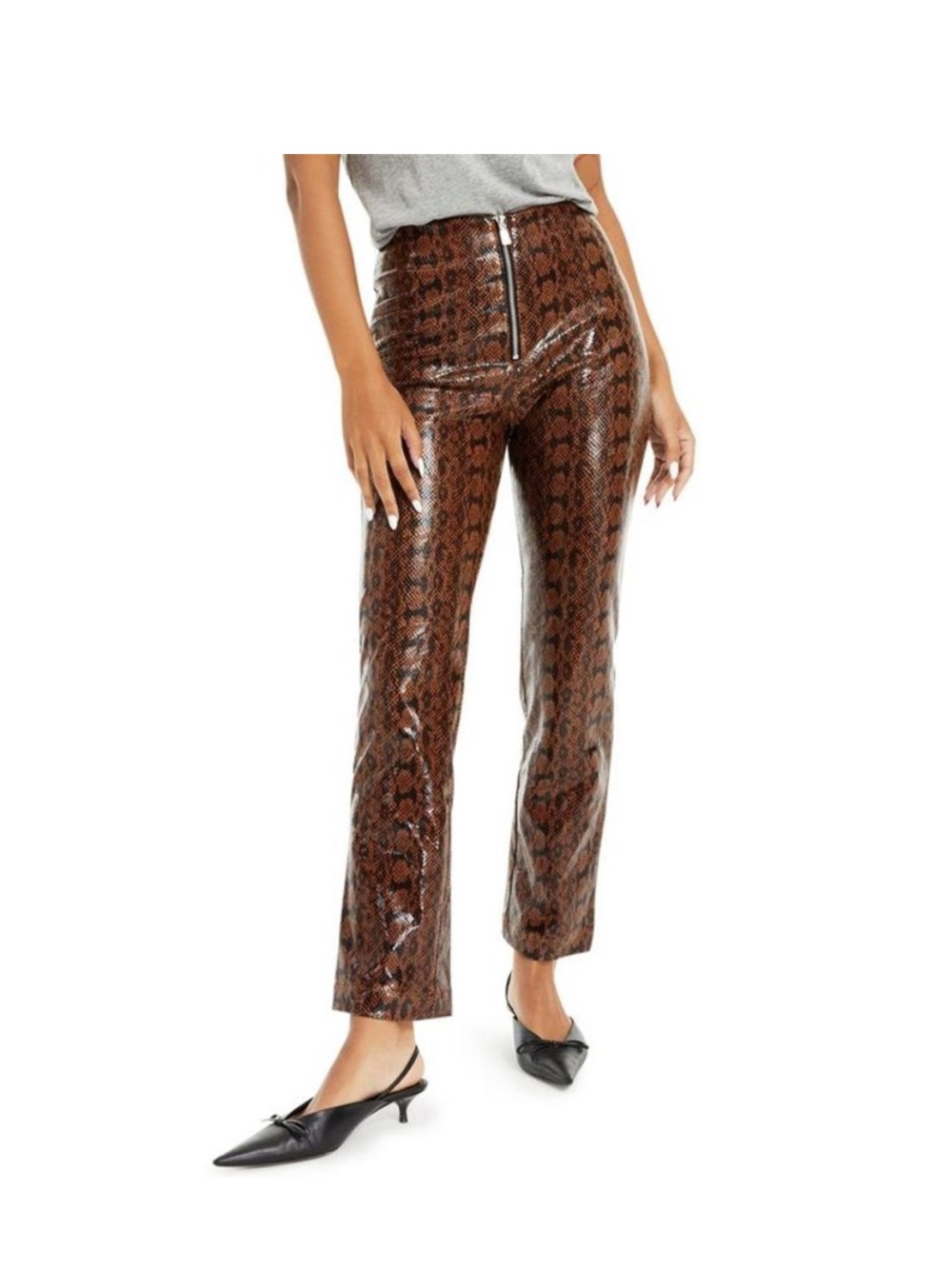 DANIELLE BERNSTEIN x MACY’S Brown Snake-Print Straight Leg Pants
